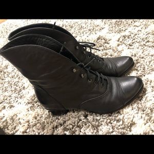 Spring Step Black Leather Booties Size 8